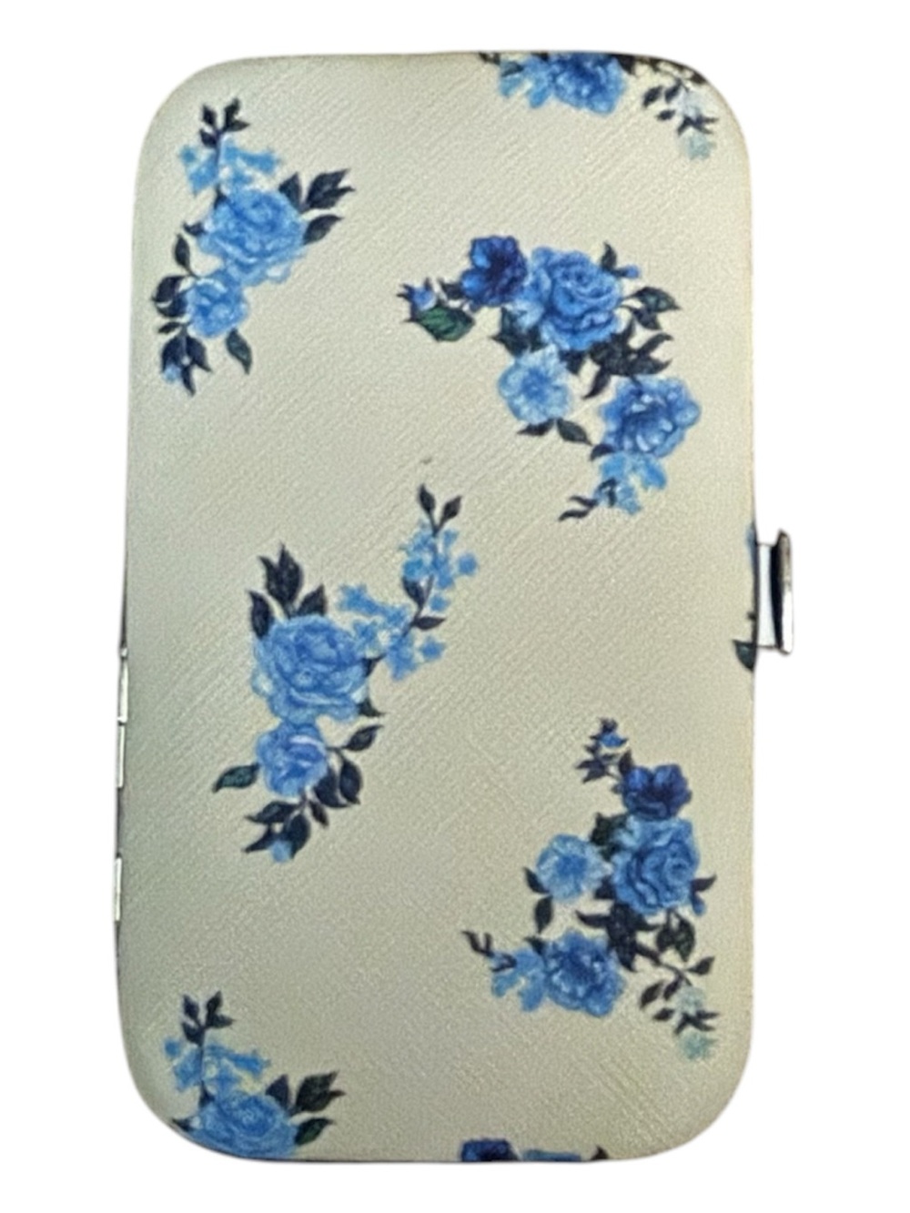 Blue floral Travel Manicure Set with Stainless Tools
